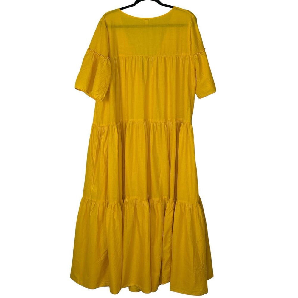 J Crew Beachwear Midi Dress Swing Tiered Cotton Voile Beach Yellow Size 2XL - Picture 3 of 7